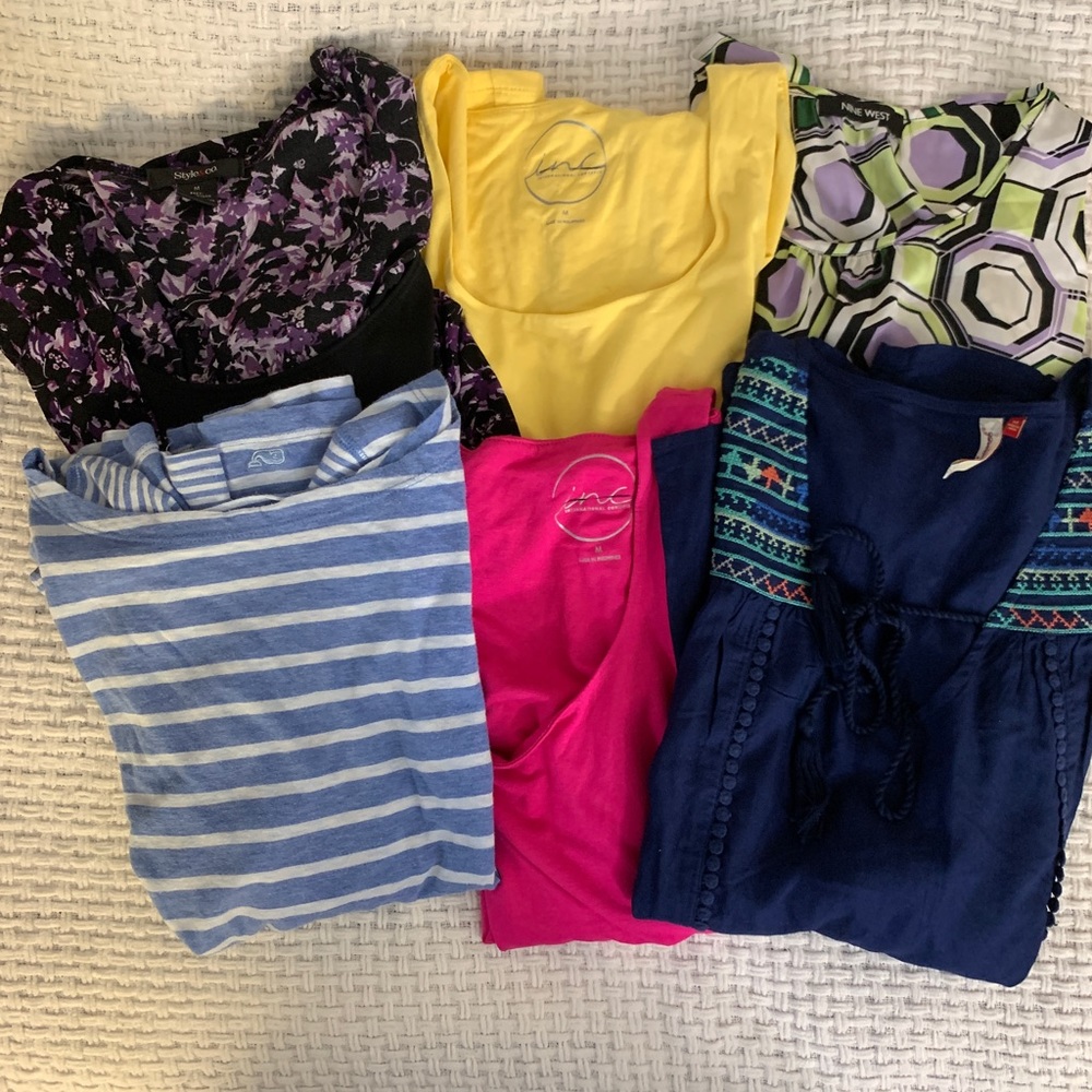 6pc Variety Wardrobe Bundle Womens Tops 5 Brand New And 1 Preowned Sz M